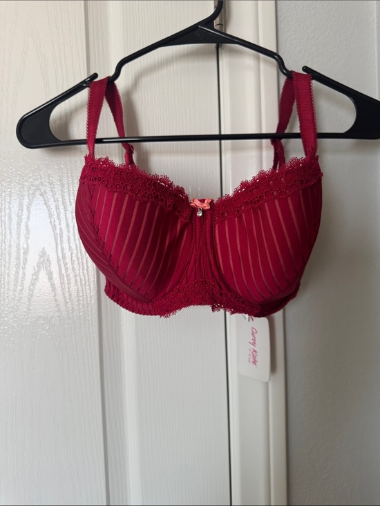 Curvy kate Other - Elegant Wine Lace Underwire Bra with Striped Cups US30G